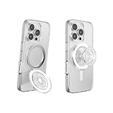 PopSockets Kick-Out Grip for MagSafe, Phone Grip with Built-in Phone Stand, Adjustable Kickstand for Portrait or Landscape, Strong Magnetic Hold, Wireless Charging Compatible - Clear