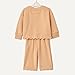 Amazon Essentials Toddler Girls' French Terry Sweatshirt Pant and Top Set, Light Camel Big Bear Heart, 4T