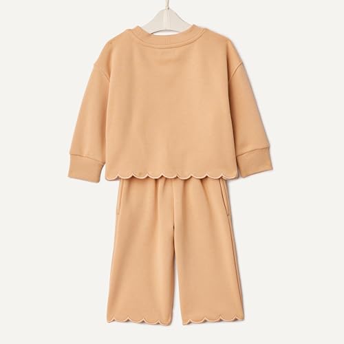 Image of Amazon Essentials x Sofia Grainge Toddlers and Baby Girls' French Terry Sweatshirt Pant and Top Set