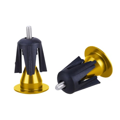 2 Pack Aluminum Bike Handlebar End Plugs Bike Bar End Grips Expanding Locking Bar End Caps for Drop Bars, Expandable Adjustable Locking End Caps (Gold)