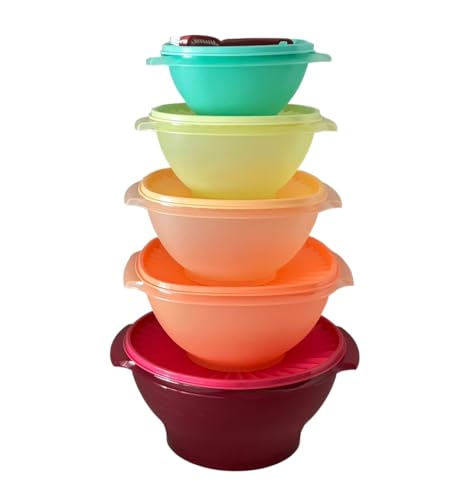 Image of Tupperware Servalier Heritage Vintage Servalier Storage Container Set of 5 with Seal Cleaning Brush