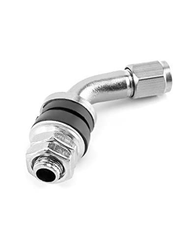 Image of QWORK Tire Valve Stem, 4Pcs 45 Degree Angled Bolt-in Valve Stems for Car Motorcycle Tyre