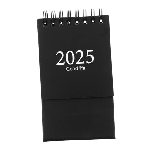 HAPINARY 年卓上ミニカレンダー 黒色 スタンド付き厚紙 月間スケジュールプランナー オフィス 学生向けデスクアクセサリー