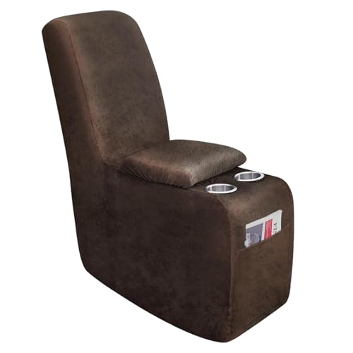 Image of molasofa Leather Like Additional Recliner Console Cover for Reclining Loveseat Covers Stretch Jacquard Middle Consolefor Recliner Couch(Dark Brown)