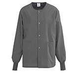 Medline AngelStat Unisex Snap-Front Warm-Up Scrub Jacket, Charcoal, Size Large