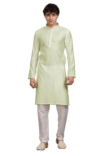 Kurta homme col mandarin manches longues vêtement coupe régulière vert