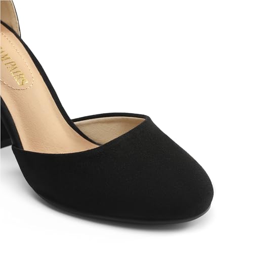 DREAM PAIRS Womens High Heels Closed Toe Court Shoes Block Ankle Strap Ladies Sandals for Wedding,Size 8,Black/Suede,Angela - Image 5