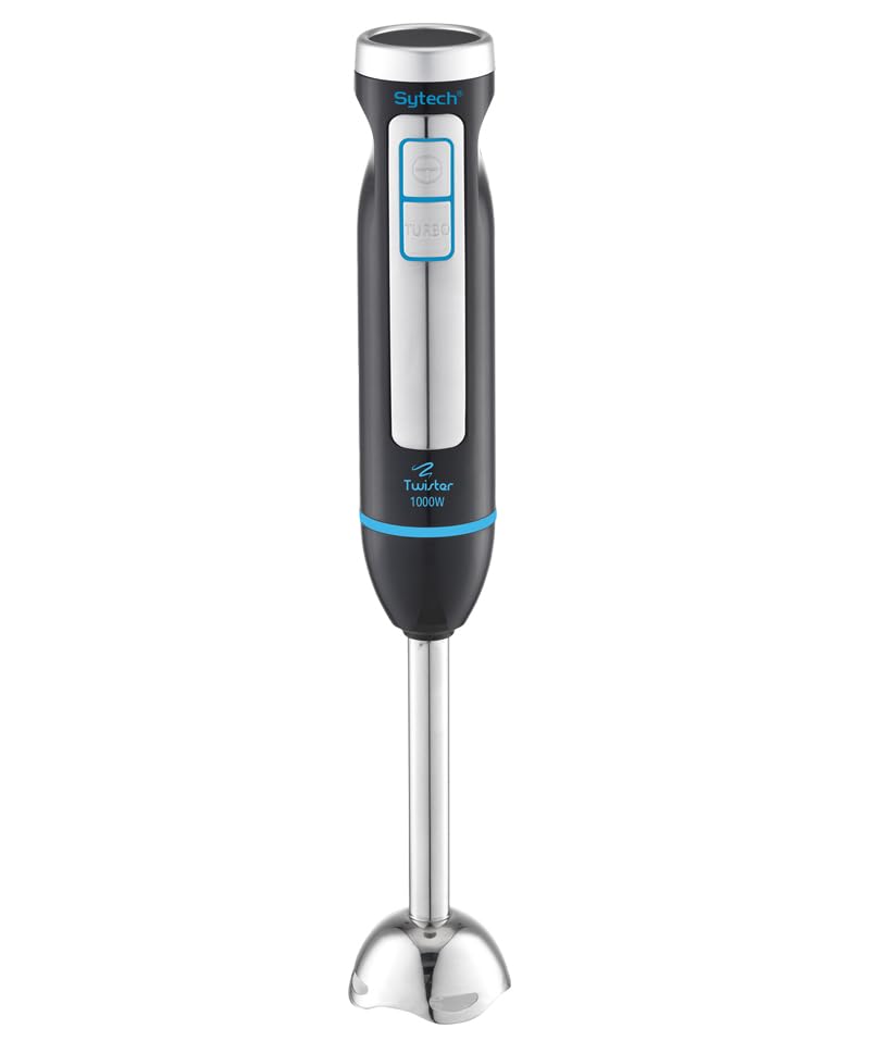 Sytech batidora, pie Acero INOX, 2 velocidades, 1000 w, Pica Hielo, Negro