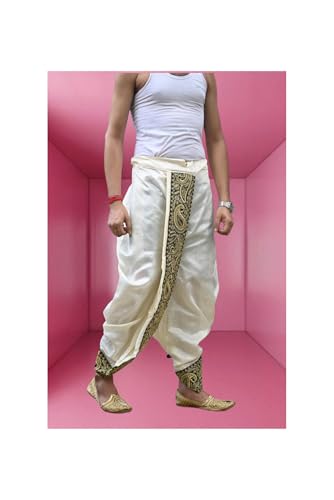 Image of Men's Ready to Wear Pant System MARWADI Embroidered Dhoti for Marriage, Party, Pooja, Festival etc. (GC009)