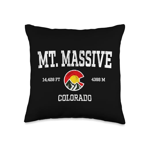 Mt Massive Colorado Vintage Athletic Mountains Throw Pillow