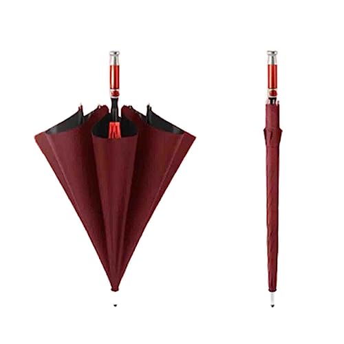 PRUJOY 48-inch Golf Umbrella,8-rib Sunny and Rainy Dual-use Long-handle Umbrella Automatic Large Wind-resistant Sun Protection Umbrella Golf Umbrella (Red)
