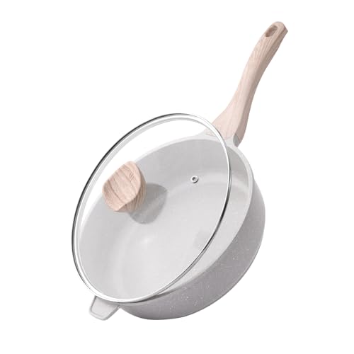 Nonstick Ceramic Deep Frying Pan, 10 Inch Non Toxic Skillet with Lid, Healthy Jumbo Cooker, Saute Pan for Cooking, Chefs Pan, Induction Cookware, PFOA & PFAS Free