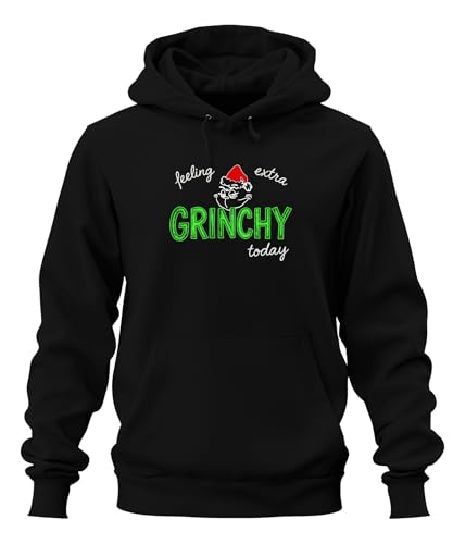 Feeling Extra Griny Today Christmas Grinch Funny Sarcastic Unisex Hoodie Hoodie, black, S