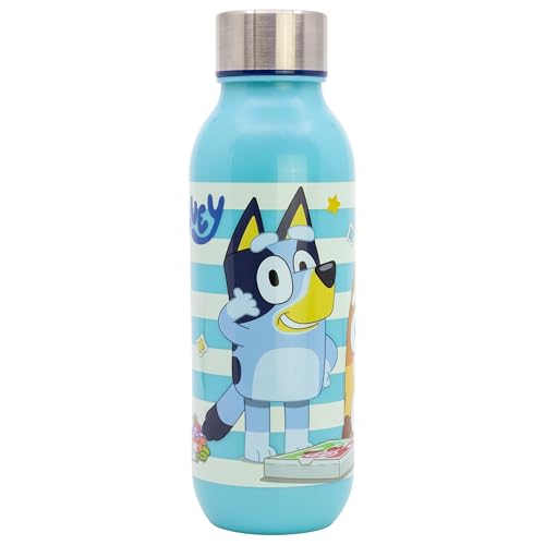 Stor Botella de Agua Bluey 640ml Infantil con Tapon de Acero Plastico para Niños y Niñas Colegio Deporte