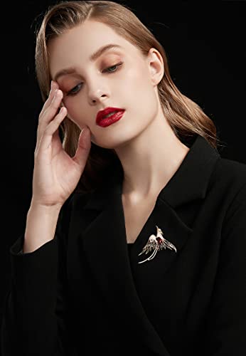 Image of Exquisite 14K Gold Phoenix Brooch for Women, Inlaid with Moissanite and Premium Gemstones, Ideal Luxury Gift for Holidays and Special Occasions