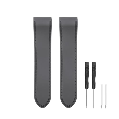 HANYTON Compatible with Cartier Watch 23mm Band, Soft Silicone Rubber Replacement Strap for Cartier Santos Watch 100XL W20073X8 Series, Black