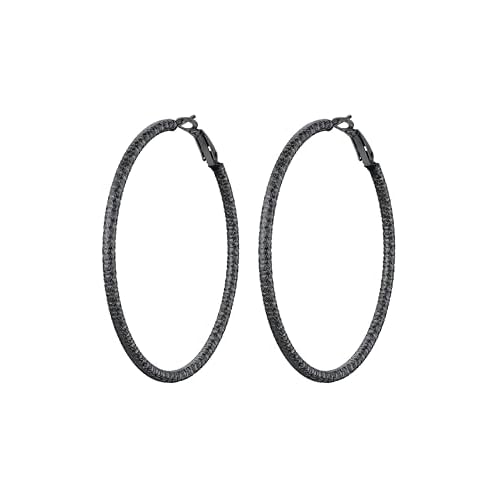 PROSTEEL 30/40/60/80/100mm Chunky Hoop Earrings For Women Gold Plated/Black Stainless Steel Hoops Earrings Statement Jewelry 60MM 6. Black