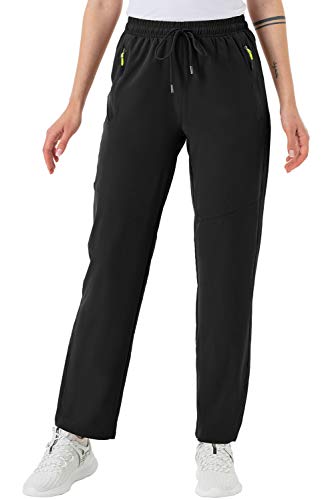 Bgowatu Women's Hiking Cargo Pants Quick Dry Lightweight Water Resistant Joggers Pants Zipper Pockets (Black,Us Xl) #TOP1