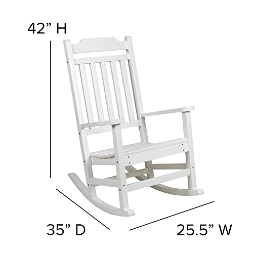 Image of Flash Furniture Winston All-Weather Poly Resin Rocking Chair in White