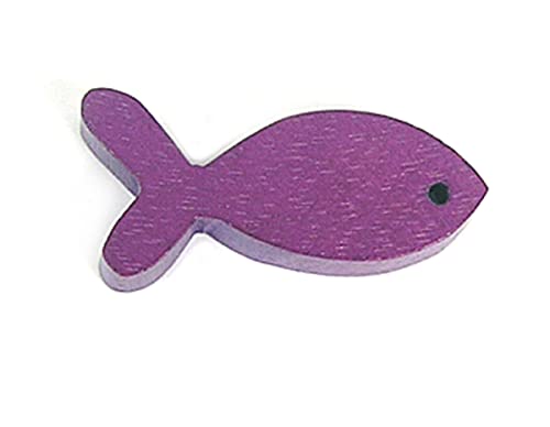 Pendentif bois poisson teinté violet, perle en bois pour collier et bracelet