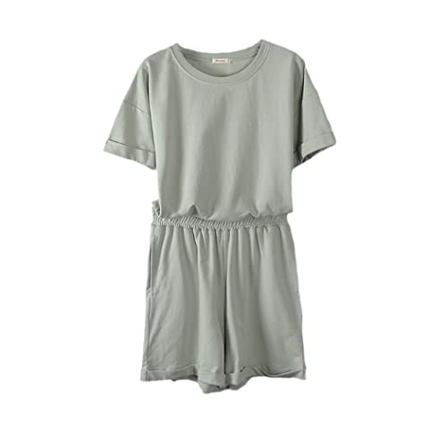 Ensemble d'été 2 pièces en coton vert taille S pour femme