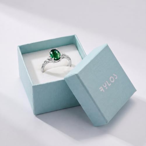 Image of Rylos Sterling Silver Classic Birthstone Ring - 7X5MM Oval Gemstone & Diamonds - Women's Jewelry, Sizes 5-10