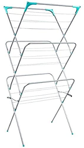 Tradefirst 3-Tier Portable Clothes Airer - Adjustable Drying Rack for Indoor and Outdoor Use, 16 Metres in Blue