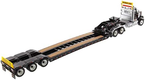 Miniatura 4 de para tractor internacional HX520 Tandem Day Cab con remolque XL 120 Lowboy en negro 150 DIECAST modelo acabado camión