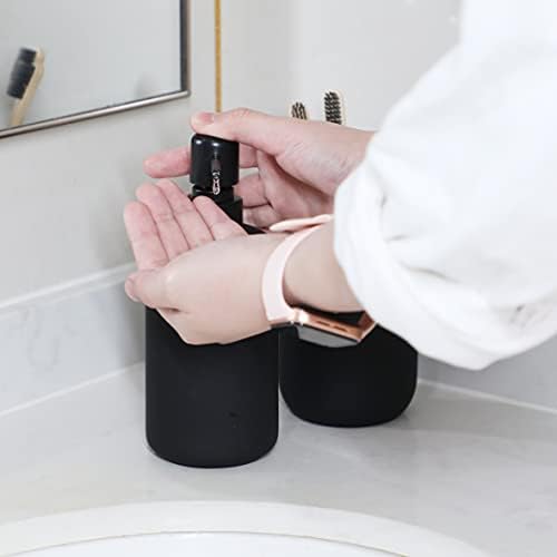 GREEHOMEDE Ceramic Hand Soap Dispenser, 300ml Liquid Soap Dispenser Bottle Ceramic Lotion Dispenser for Kitchen Bathroom Washroom, Black