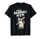 Retro Raccoon Feral Baseball Mom Trash Panda Sport Lover T-Shirt