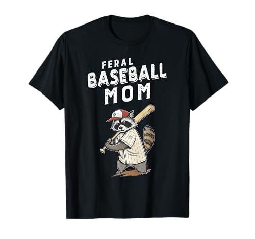 Retro Raccoon Feral Baseball Mom Trash Panda Sport Lover T-Shirt