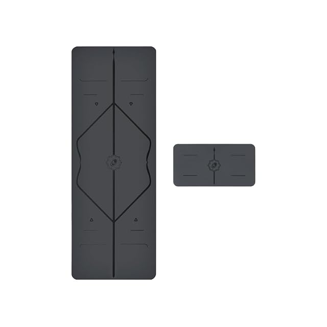 LIFORME Original Yoga Mat Yoga Pad Bundle Pack Patented Alignment System Eco-Friendly Non-Slip Warrior-Grip Made with Natural Rubber