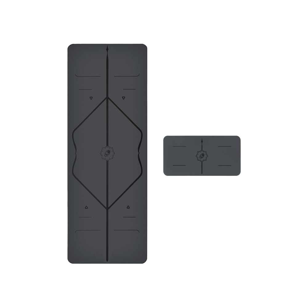 LIFORME Original Yoga Mat Yoga Pad Bundle Pack Patented Alignment System Eco-Friendly Non-Slip Warrior-Grip Made with Natural Rubber