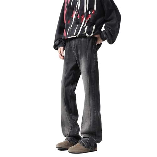 Men's Jeans Spring American Color Block Straight Sports Denim Long Pants for Men