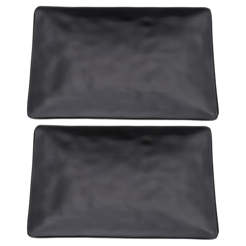 Set de 2 platos rectangulares negros de melamina para sushi miniatura 1