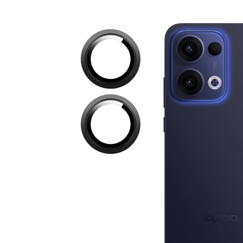 Image of Amazon Brand - Solimo Camera Glass Lens Protector Ring for Oppo Reno 13 Case Friendly with Edge to Edge Coverage and Easy Installation (Black)