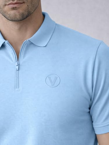 Image of Veirdo Men's Regular Fit Interlock Polo T-Shirt, Cotton Fabric, Half Sleeves,Stylish Collared Neck, Perfect for Casual and Office Wear, Soft, Comfortable (S-2XL)