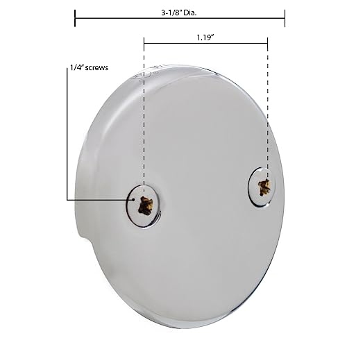 Westbrass D329-50 Two Hole Tub Overflow Faceplate with Screws, Powder Coat White