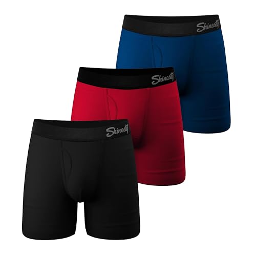 Shinesty Boxer Briefs For Men Pack of 3 - Hammock Support Pouch Underwear For Men - X-Large Black/Red/Navy