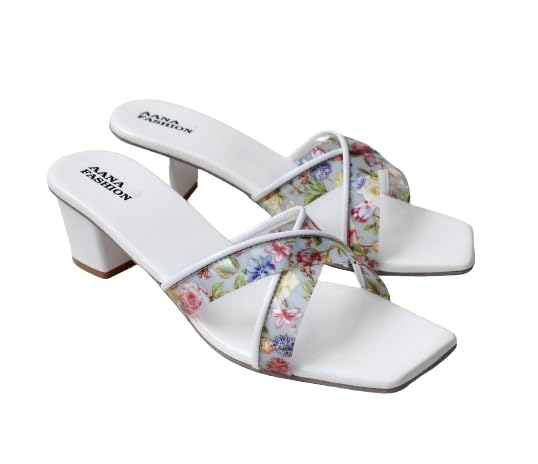 AANA FASHION Transparent Block Heel Sandal For Women and Girls Fancy Fashion Sandals Party-Wear Casual Sandal(white-41) (B0CVV4X9JH) Amazon Price History, Amazon Price Tracker