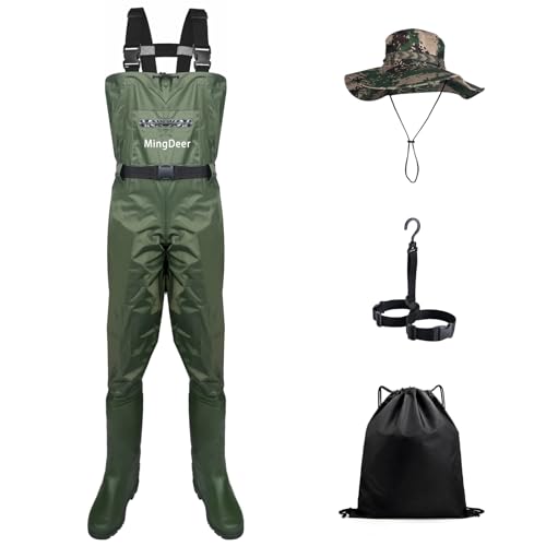 MingDeer Botas de pesca Waders com suporte para botas de malha de nylon duplo material de pesca Wade