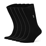 Men's Bamboo Dress Socks - 5-Pack - Mens Calf Socks & Hosiery - Plain Designed - Moisture Wicking Soft Casual - Size 8-12 (Black)