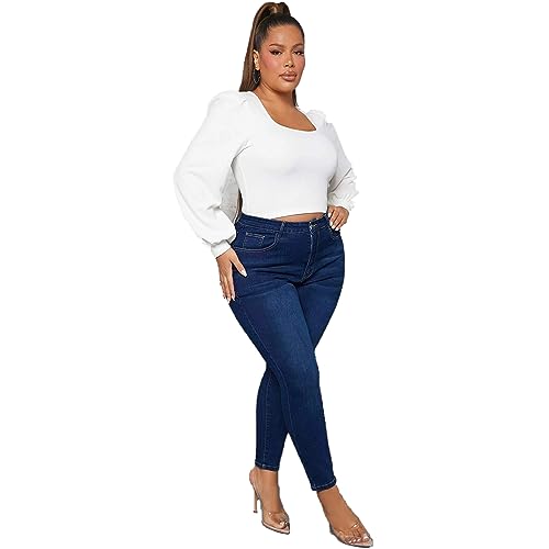 LEIJIJEANS Plus Size Skinny Jeans for Women High Waist Pencil Women Jeans Full Length Mom Stretchy Slim Pants4