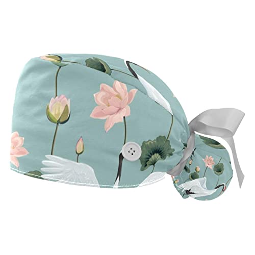 Chapeaux bouffants avec motifs grues japonaises et bandeau réglable élastique