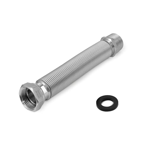 VANCOCO Tuyau Flexible Ondule en Acier Inoxydable de 1 26/34 - Longueur Réglable de 200 à 400 mm - Tuyau de Raccordement Universel en Acier Inoxydable