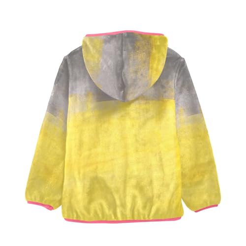 GuoChe Yellow Grey Abstract Girls Sherpa Jacket With Hood2