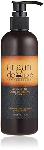Argan deluxe 100% Pure Organic Moroccan Argan Oil Curl Defining Cream Restores Shine and Softness for all Curl Types. Formulated to hold Curls Pattern 8 oz.