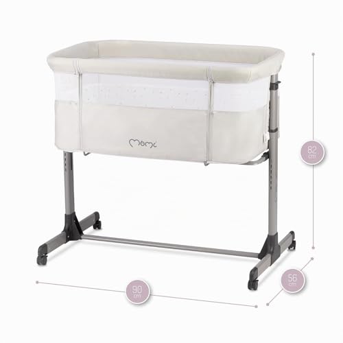 Miniatura 31 de Momi Revo Cuna Multifuncional Ajustable En 6 Posiciones De Altura De 72 A 82 Cm, Con Ruedas, Colchón Incluido, Correas De Fijación, Mosquitera Y Barra De Juguetes