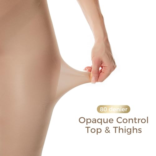 Image of Buauty 80D Black Tights for Women,Opaque Tights Soft, High Waist Soft Nylon Pantyhose