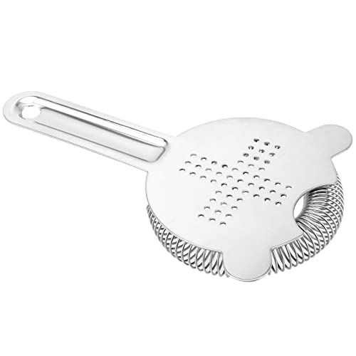 HOZEON 4 Pack 6.5 Inches Cocktail Strainer, Stainless Steel Bar Strainer Tool, 2 Prong Bartender Strainer for Bar Restaurant Home, Silver
